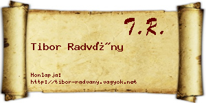 Tibor Radvány névjegykártya